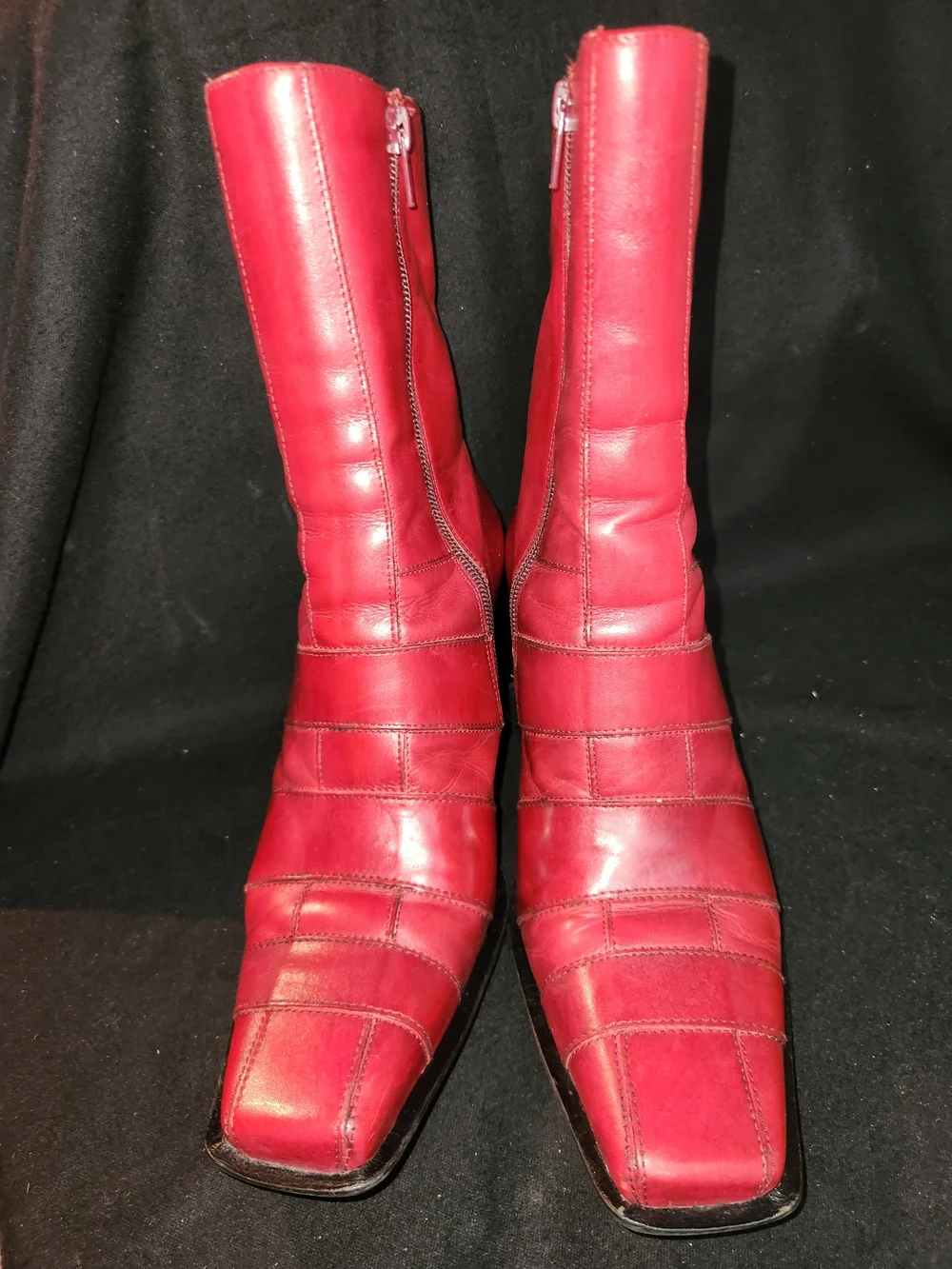 Bakers Red Leather Mid-Calf Men's Boots with Square Toe #443